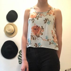 Forever 21 light blue floral tank top
